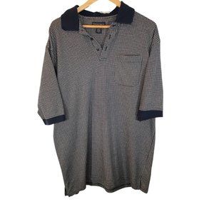 Mens 2XL - Navy/White Checkered Golf Shirt w/ Pocket